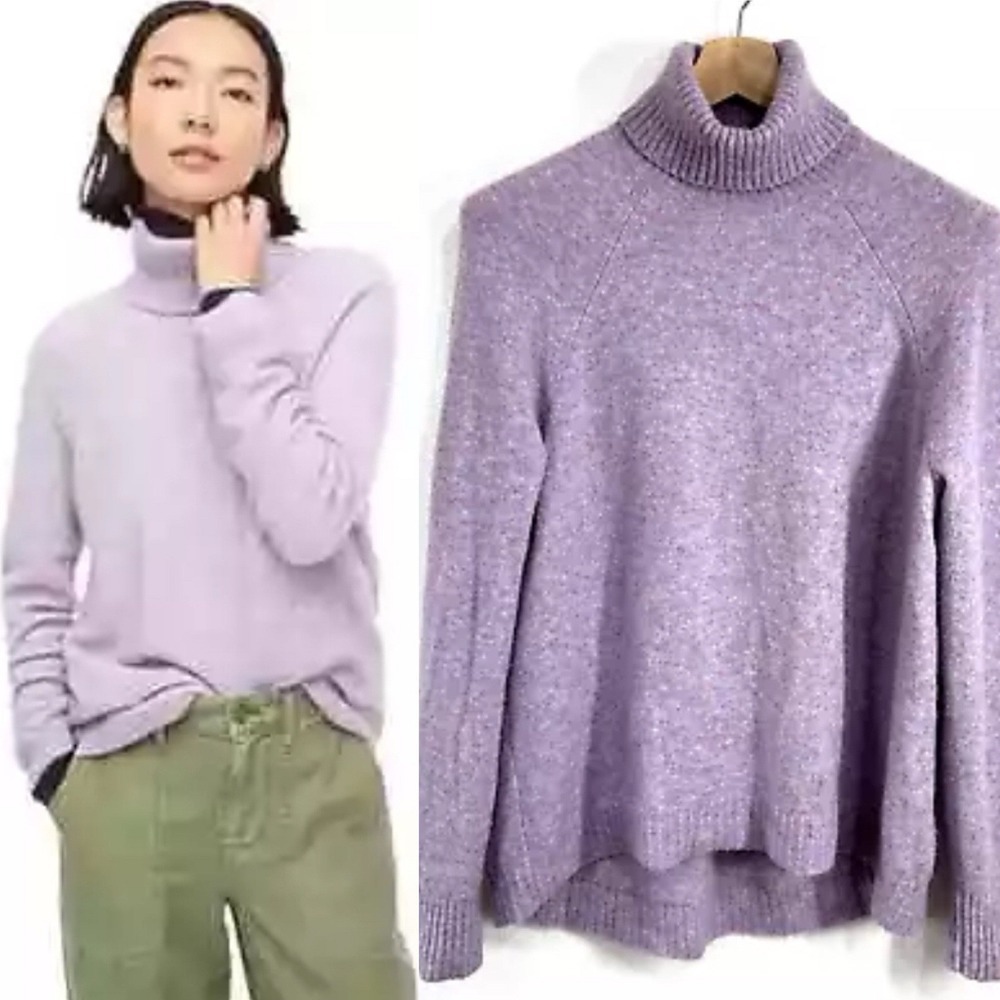 J. Crew Sweater Medium Pastel Super Soft Yarn Alpaca Wool Blend Turtleneck Cozy